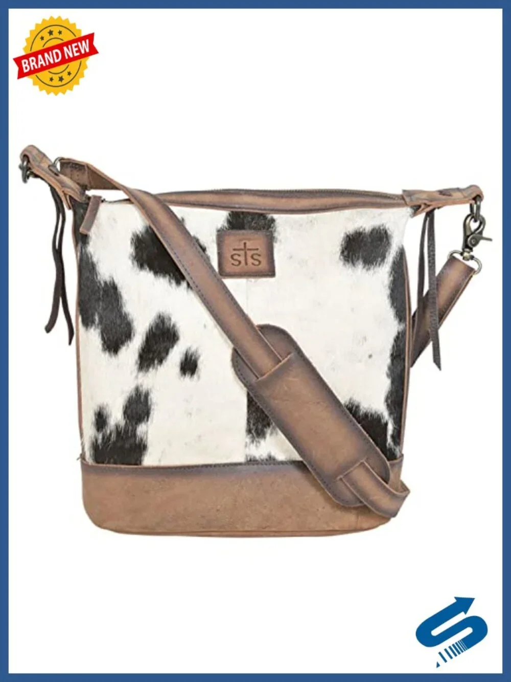 Genuine Leather Crossbody Bag with Fringe, Adjustable Strap